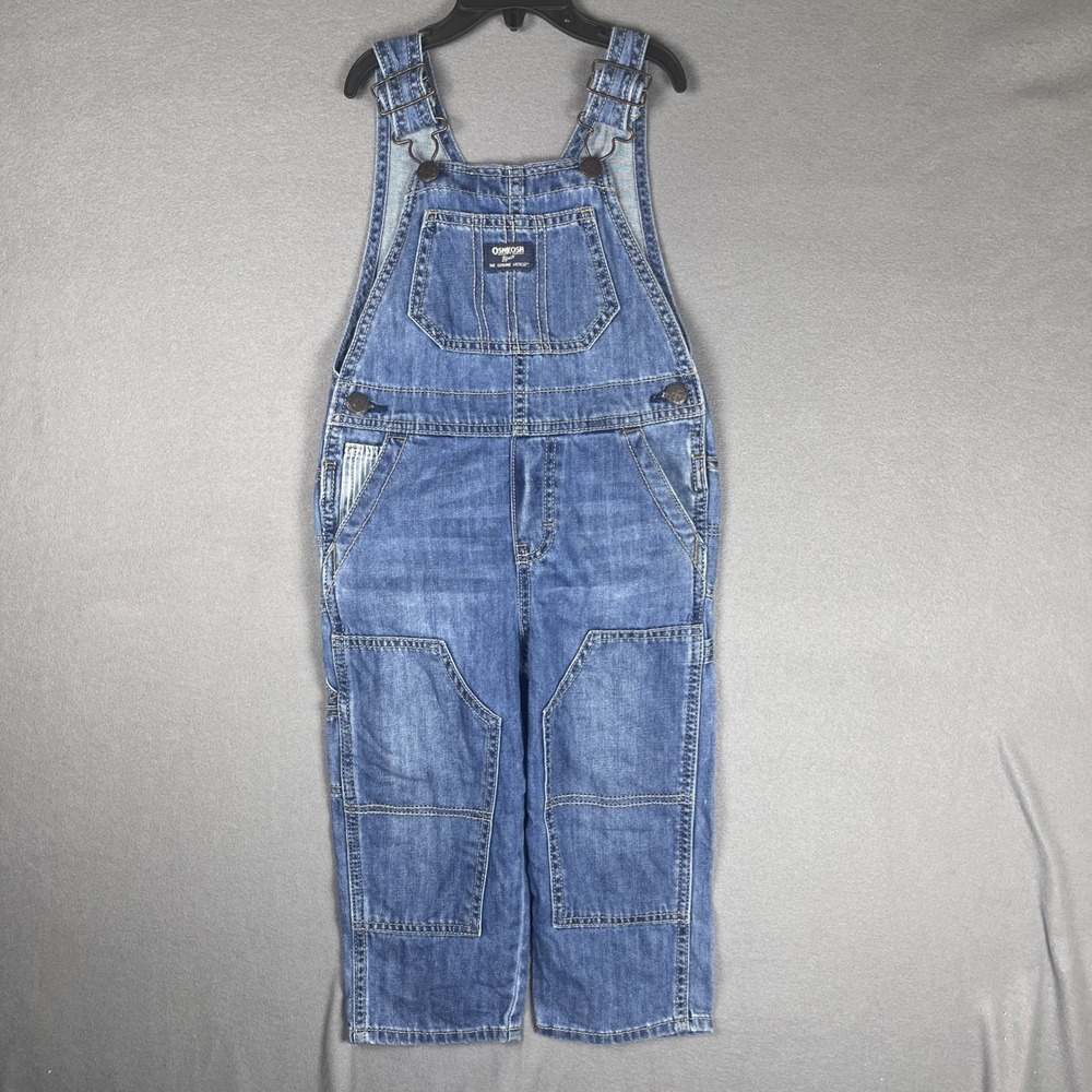 Vintage Oshkosh Vestbak‎ Carpenter Overalls Double Knee Toddler Denim SZ 3T